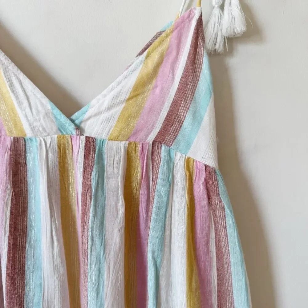 NWOT L*Space Isabella Metallic Almalfi Coast Striped Babydoll Dress Coverup M - Picture 6 of 13